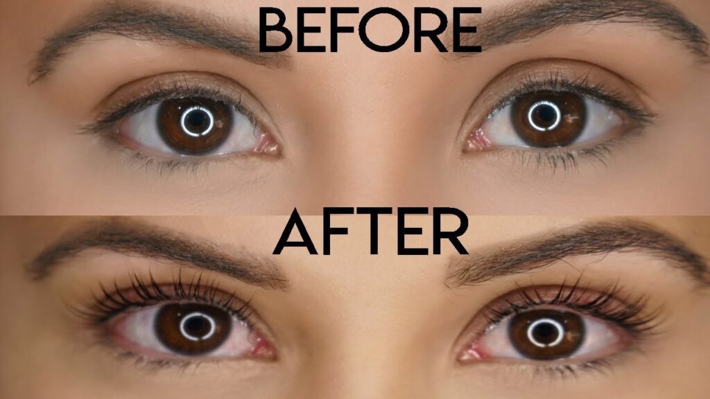 Eyelash lift and tint before and after